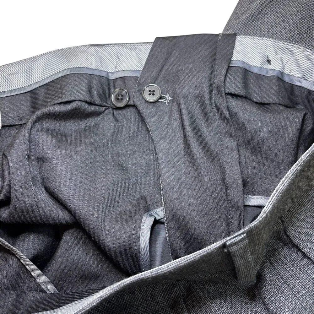 Broletto Flat Front Dress Pants Grey Wool Blend Size 34Wx32L